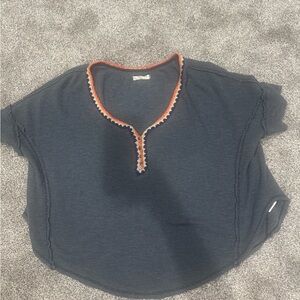 We The Free Charcoal Top with Orange and Yellow Trim